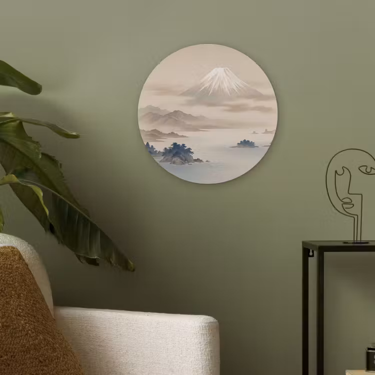 Japans - Landschap - Beige Akoestische PET Vilt - Rond klein -sfeer2