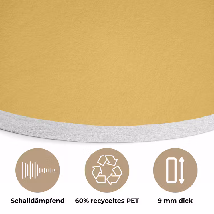 Joyful - Mustard - Geel Akoestische PET Vilt - Rond klein 838 -closeup_DE