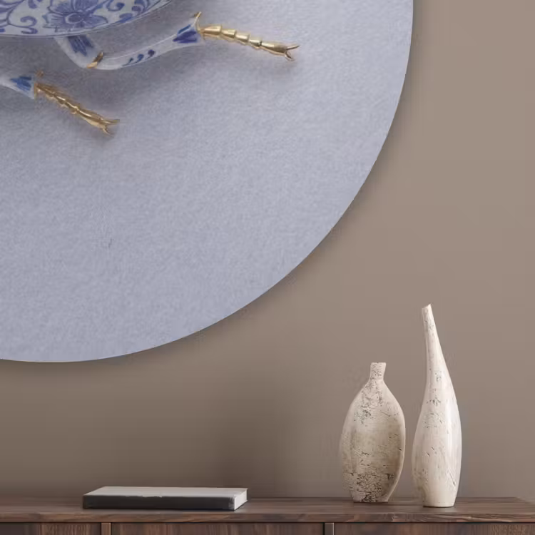 Kever - Delfts  - Blauw - Goud Akoestische PET Vilt - Rond klein -sfeer5_closeup