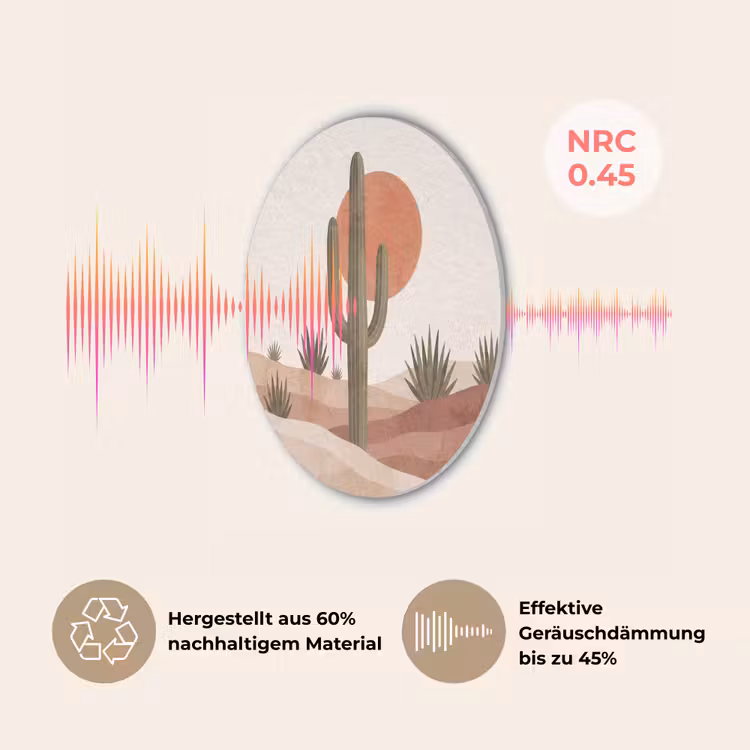Cactus - Duinen - Modern - Landschap - Groen Akoestische PET Vilt - Rond klein -USP_DE