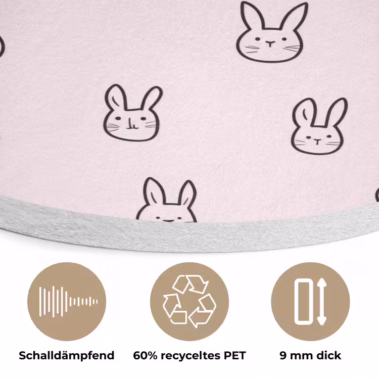 Konijnen - Minimalistisch - Roze Akoestische PET Vilt - Rond klein 838 -closeup_DE