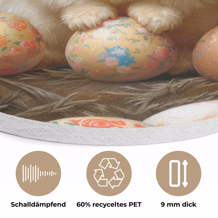 Konijn - Paaseieren - Stilleven Akoestische PET Vilt - Rond klein -closeup_DE