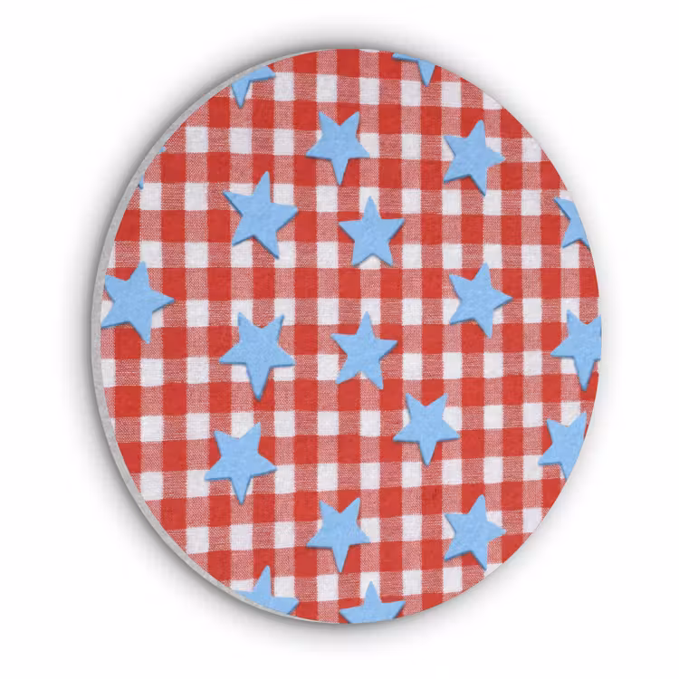 Ruit - Sterren - Rood Akoestische PET Vilt - Rond klein 838 -3d