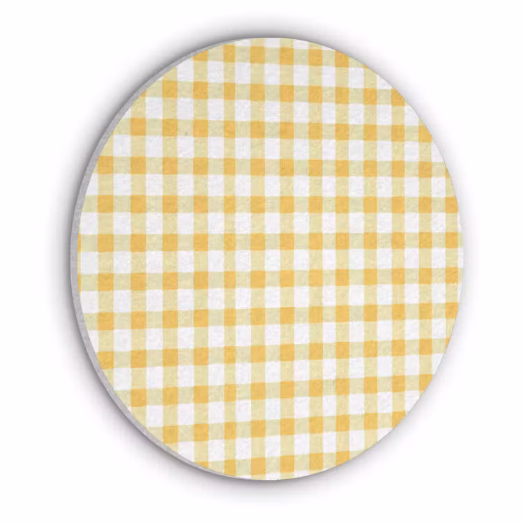 Ruit - Gingham - Klassiek - Geel en Wit Akoestische PET Vilt - Rond klein 838 -3d