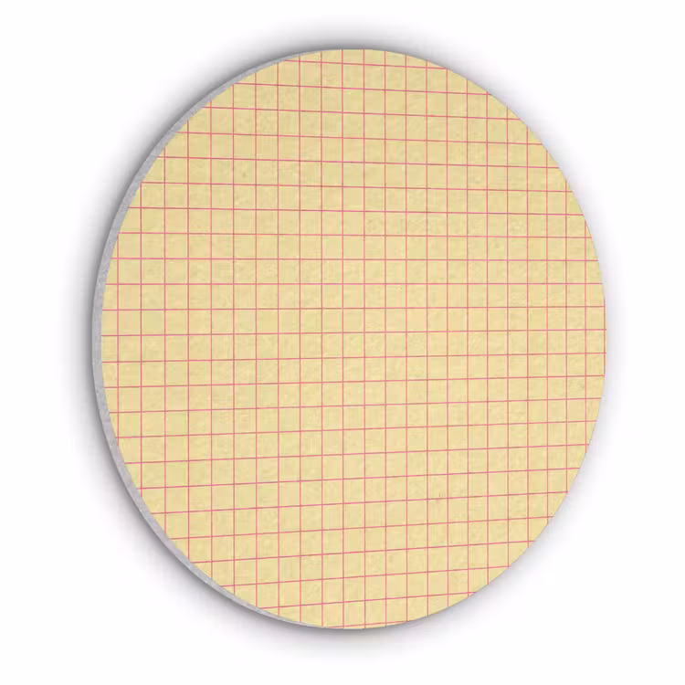 Ruitjes - Grid - Minimalistisch - Geel - Roze Akoestische PET Vilt - Rond klein 838 -3d