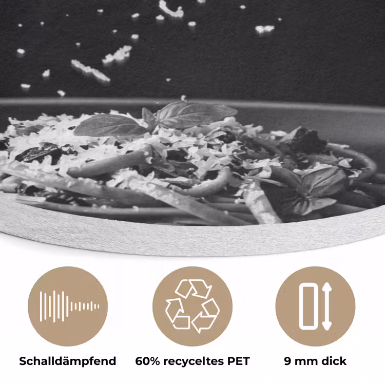 Kaas - Pasta - Rasp Akoestische PET Vilt - Rond klein -closeup_DE
