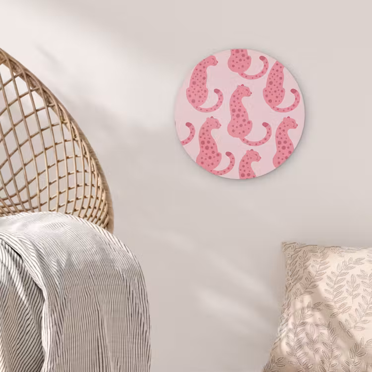 Kat - Gevlekt - Dieren - Patroon - Roze Akoestische PET Vilt - Rond klein -sfeer4