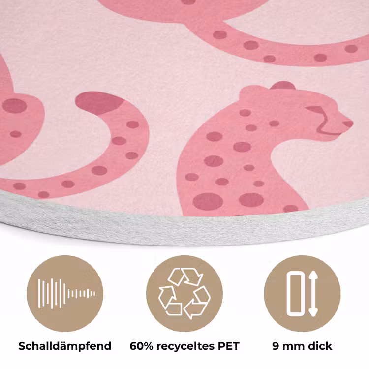 Kat - Gevlekt - Dieren - Patroon - Roze Akoestische PET Vilt - Rond klein -closeup_DE