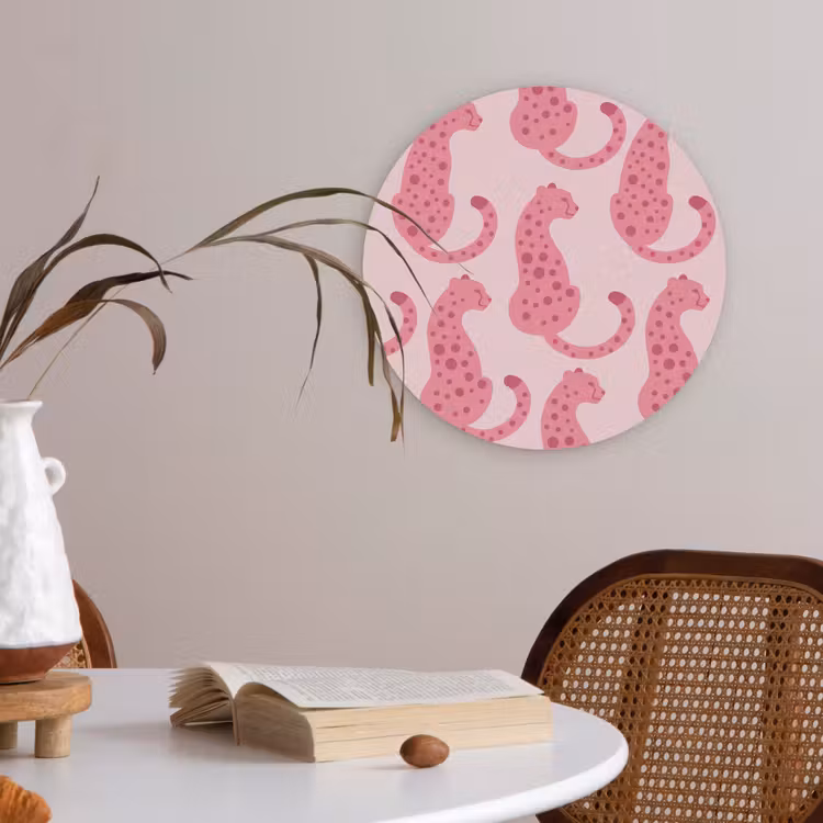 Kat - Gevlekt - Dieren - Patroon - Roze Akoestische PET Vilt - Rond klein -sfeer3