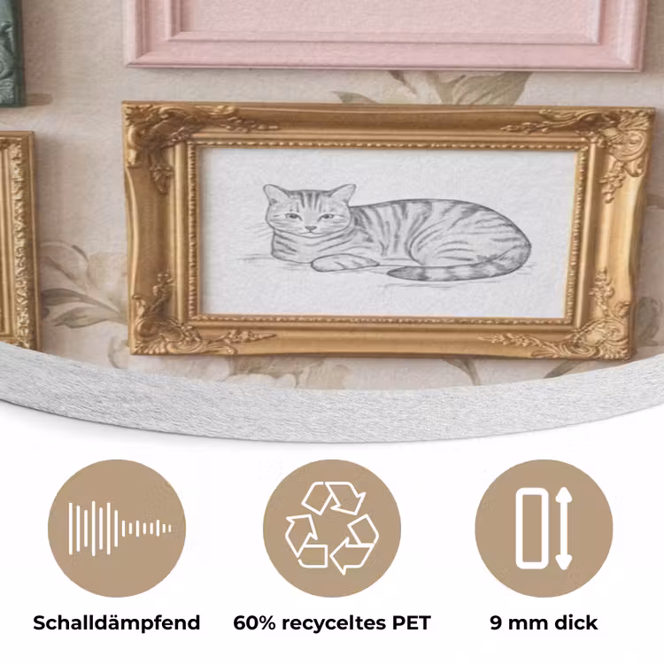 Kat - Portret - Dieren - Illustratie - Lijst Akoestische PET Vilt - Rond klein -closeup_DE