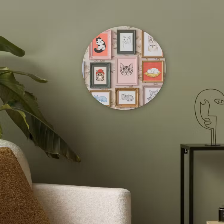 Kat - Portret - Dieren - Illustratie - Lijst Akoestische PET Vilt - Rond klein -sfeer2