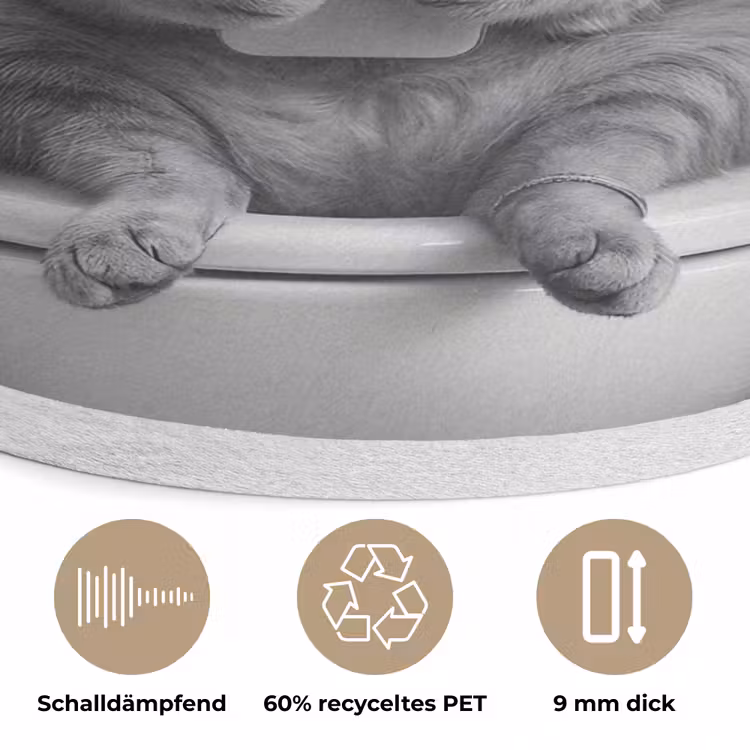 Kat - Telefoon - Toilet - Zwart - Wit Akoestische PET Vilt - Rond klein -closeup_DE