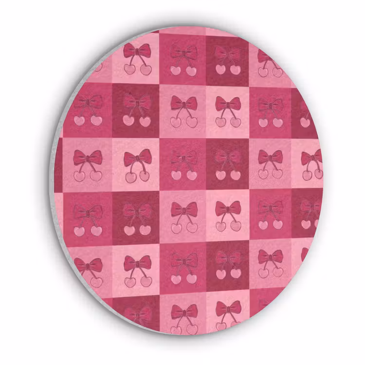 Kersen - Strikjes - Speels - Roze - Bordeaux Akoestische PET Vilt - Rond klein 838 -3d