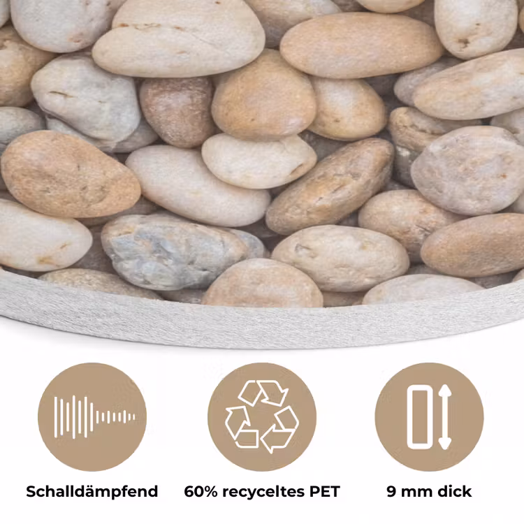 Kiezelstenen - Natuur - Textuur - Beige - Grijs Akoestische PET Vilt - Rond klein -closeup_DE