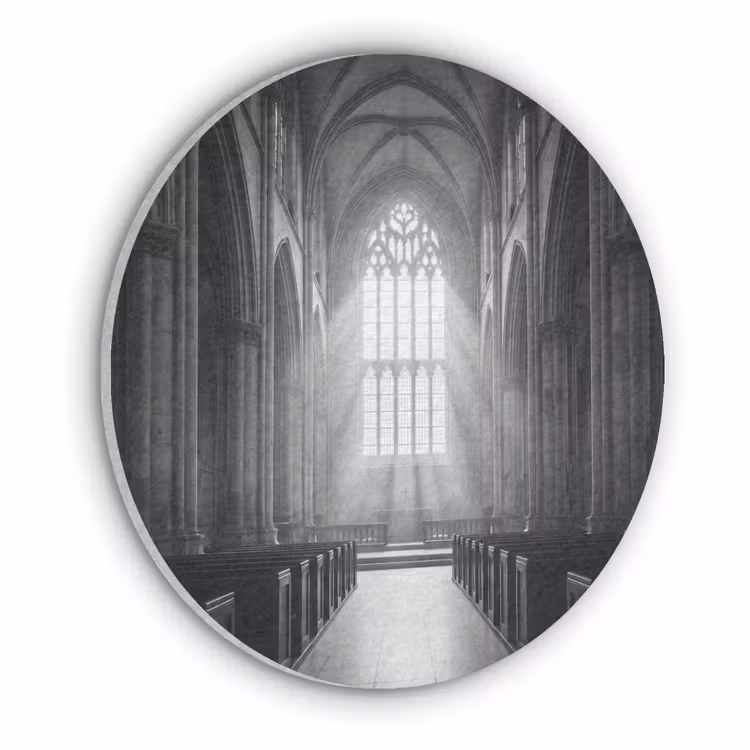 Kerk - Interieur - Lichtstralen - Architectuur - Klassiek Akoestische PET Vilt - Rond klein -3d
