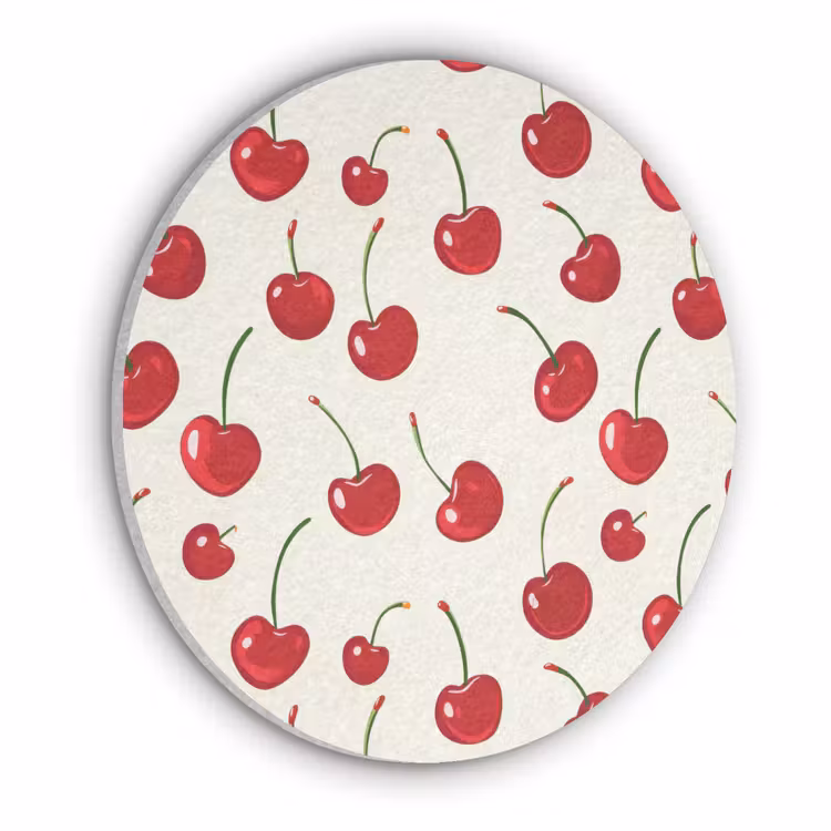 Kersen - Minimalistisch - Rood Akoestische PET Vilt - Rond klein 838 -3d
