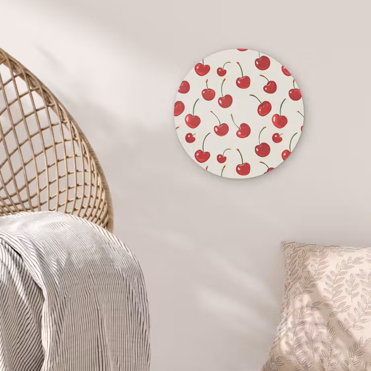 Kersen - Minimalistisch - Rood Akoestische PET Vilt - Rond klein 838 -sfeer4