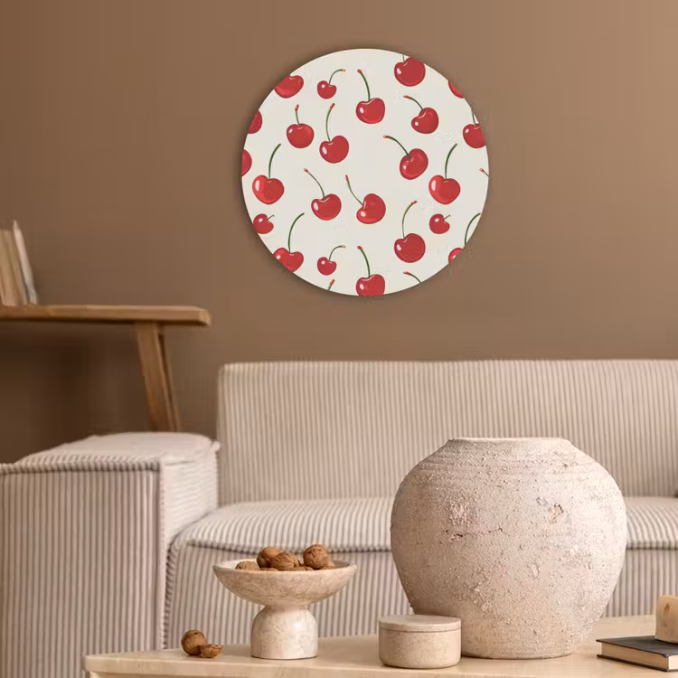 Kersen - Minimalistisch - Rood Akoestische PET Vilt - Rond klein 838 -sfeer1