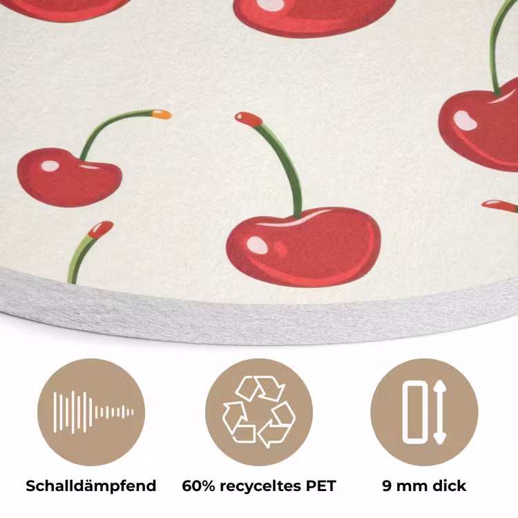 Kersen - Minimalistisch - Rood Akoestische PET Vilt - Rond klein 838 -closeup_DE