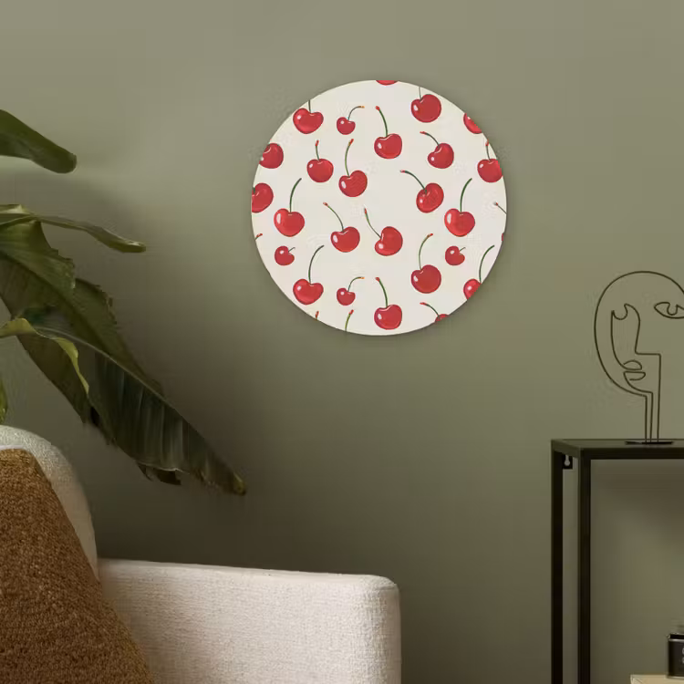 Kersen - Minimalistisch - Rood Akoestische PET Vilt - Rond klein 838 -sfeer2