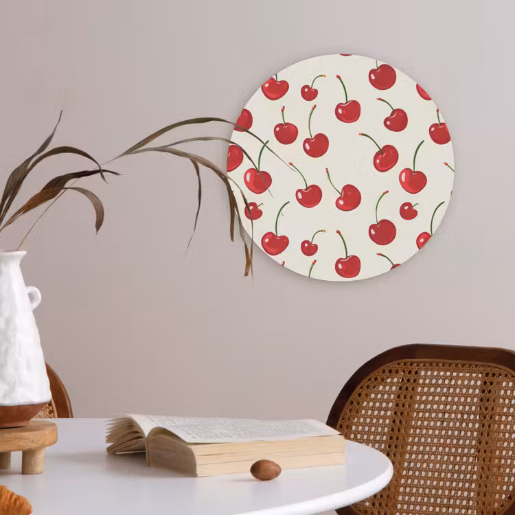 Kersen - Minimalistisch - Rood Akoestische PET Vilt - Rond klein 838 -sfeer3