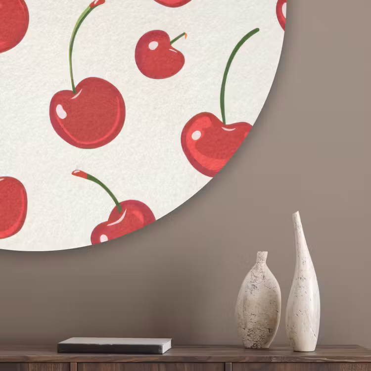 Kersen - Minimalistisch - Rood Akoestische PET Vilt - Rond klein 838 -sfeer5_closeup