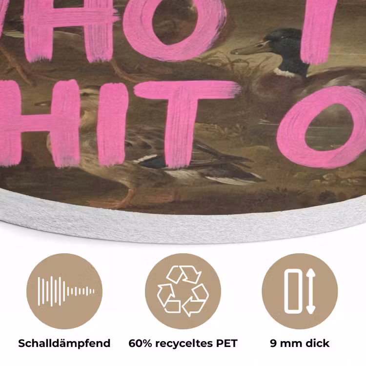Klassiek - Humor - Roze Akoestische PET Vilt - Rond klein -closeup_DE