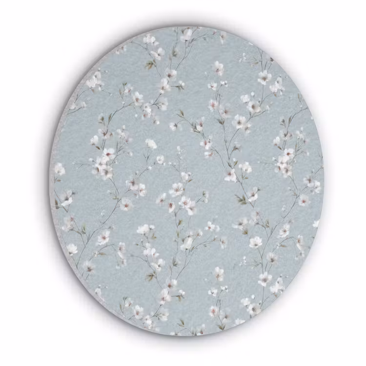 Klassiek - Bloemen - Blauw Akoestische PET Vilt - Rond klein 838 -3d