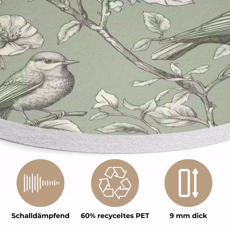 Klassiek - Botanisch - Groen Akoestische PET Vilt - Rond klein 838 -closeup_DE
