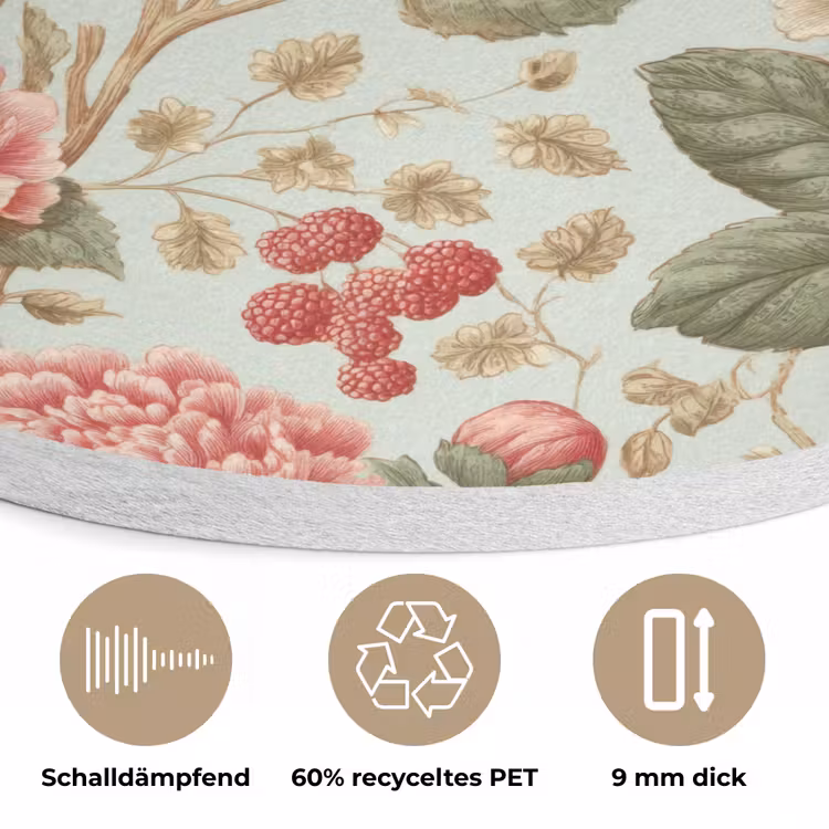 Klassiek - Botanisch - Veelkleurig Akoestische PET Vilt - Rond klein 838 -closeup_DE