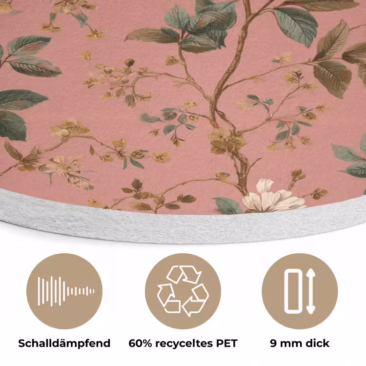 Klassiek - Botanisch - Roze Akoestische PET Vilt - Rond klein 838 -closeup_DE