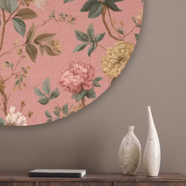 Klassiek - Botanisch - Roze Akoestische PET Vilt - Rond klein 838 -sfeer5_closeup