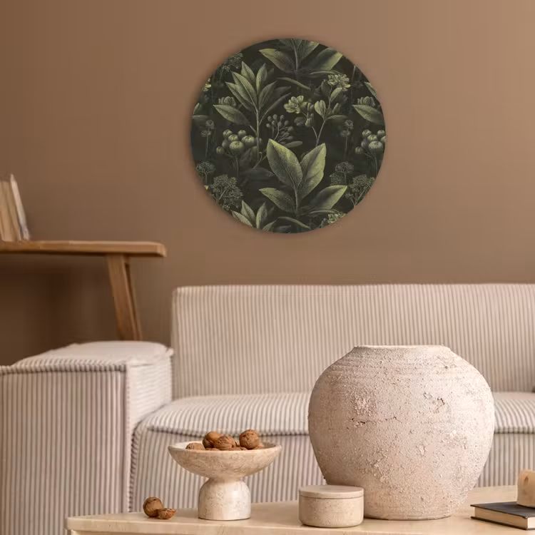 Klassiek - Donker - Botanisch - Planten Akoestische PET Vilt - Rond klein 838 -sfeer1