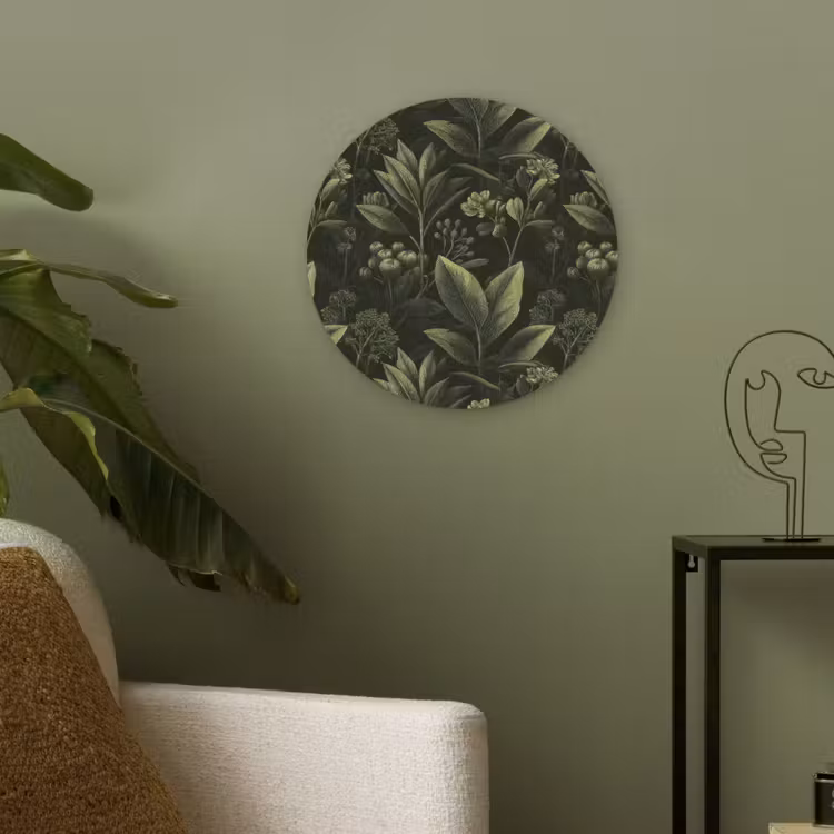 Klassiek - Donker - Botanisch - Planten Akoestische PET Vilt - Rond klein 838 -sfeer2