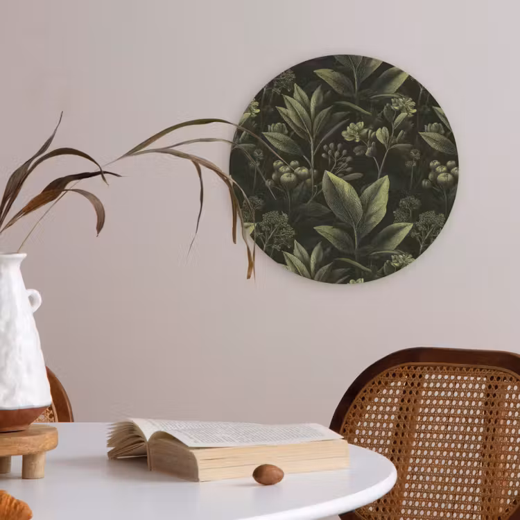 Klassiek - Donker - Botanisch - Planten Akoestische PET Vilt - Rond klein 838 -sfeer3