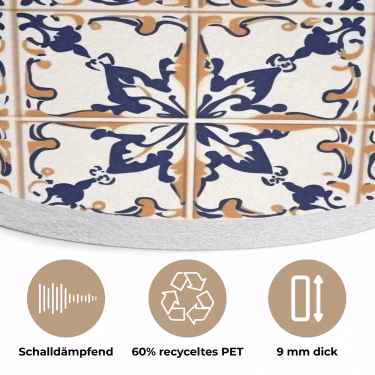 Klassiek - Patroon - Kleurrijk Akoestische PET Vilt - Rond klein 838 -closeup_DE