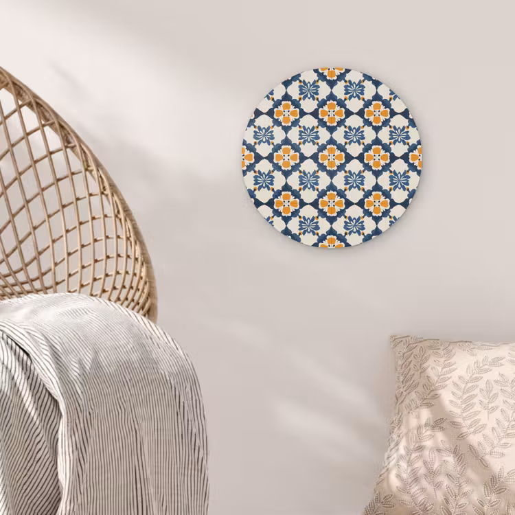 Klassiek - Geometrisch - Blauw Akoestische PET Vilt - Rond klein 838 -sfeer4