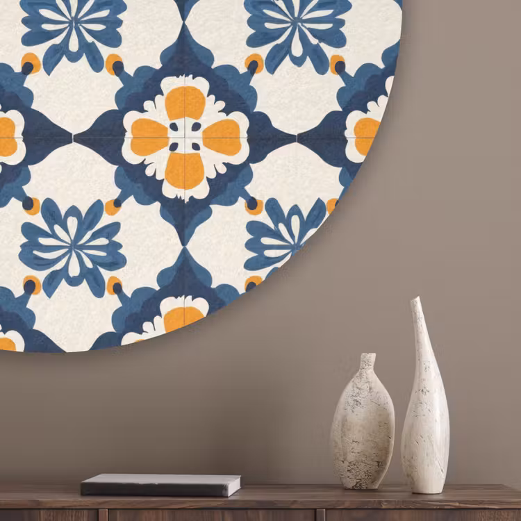 Klassiek - Geometrisch - Blauw Akoestische PET Vilt - Rond klein 838 -sfeer5_closeup