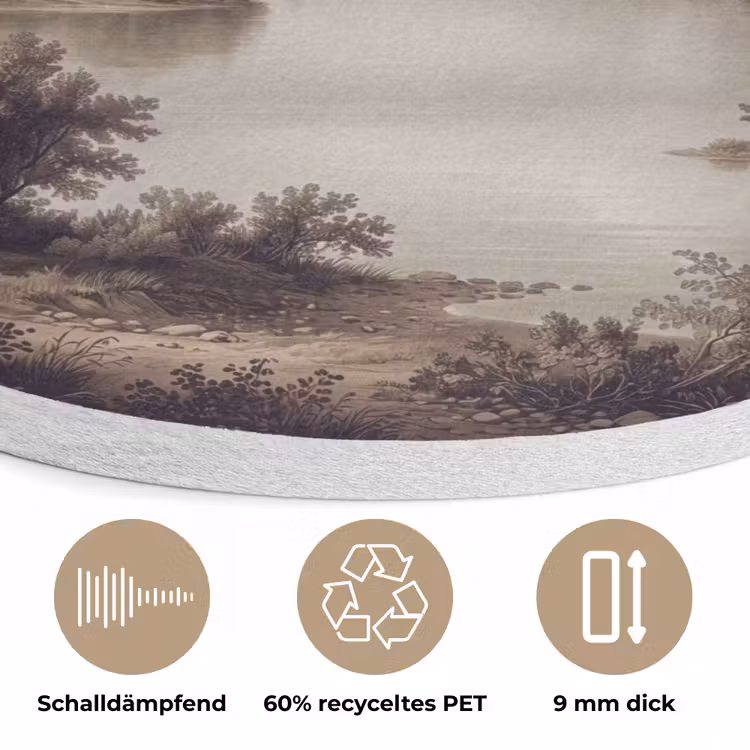 Klassiek - Landschap - Sereen Akoestische PET Vilt - Rond klein -closeup_DE