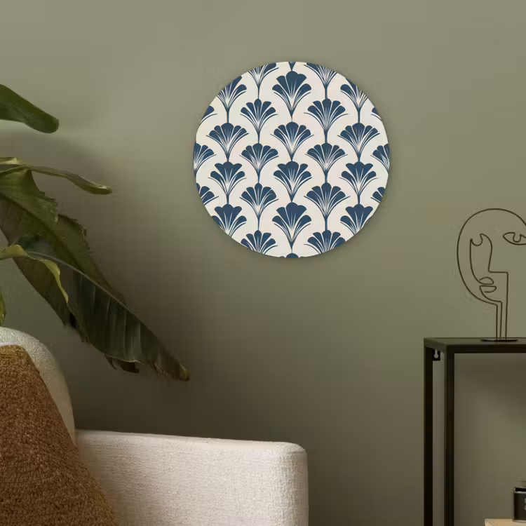 Klassiek - Motief - Blauw Akoestische PET Vilt - Rond klein 838 -sfeer2
