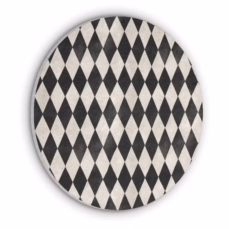 Klassiek - Patroon - Zwart Akoestische PET Vilt - Rond klein 838 -3d