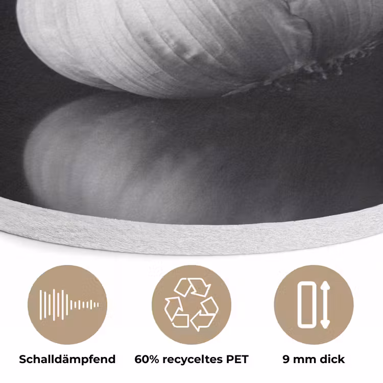 Knoflook - Zwart - Wit Akoestische PET Vilt - Rond klein -closeup_DE