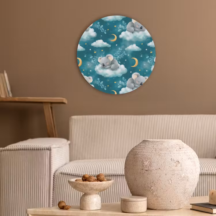 Koala's - Betoverend - Blauw Akoestische PET Vilt - Rond klein 838 -sfeer1