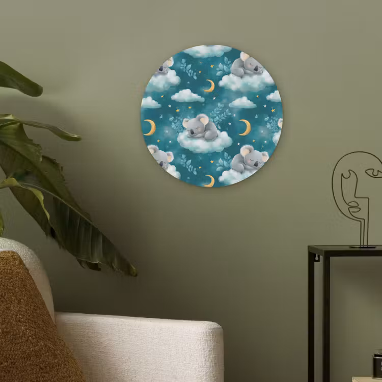 Koala's - Betoverend - Blauw Akoestische PET Vilt - Rond klein 838 -sfeer2