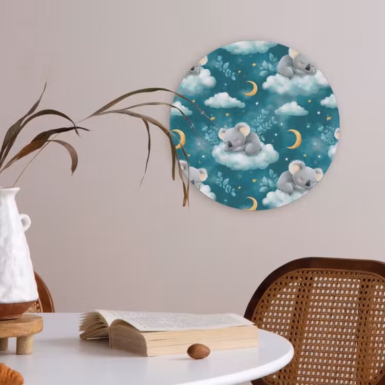 Koala's - Betoverend - Blauw Akoestische PET Vilt - Rond klein 838 -sfeer3