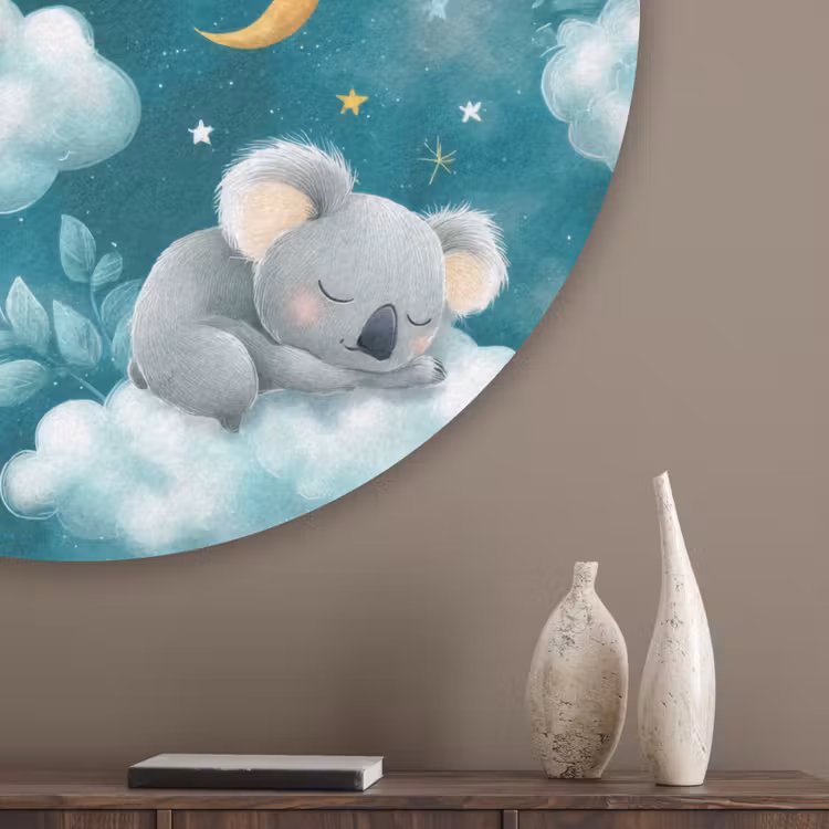 Koala's - Betoverend - Blauw Akoestische PET Vilt - Rond klein 838 -sfeer5_closeup