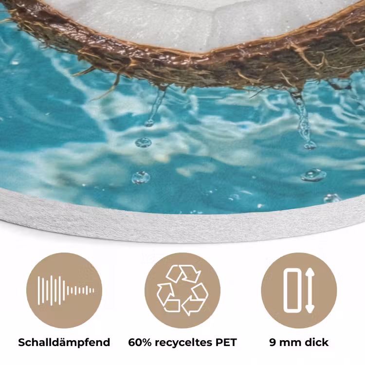 Kokosnoot - Water - Wit Akoestische PET Vilt - Rond klein -closeup_DE