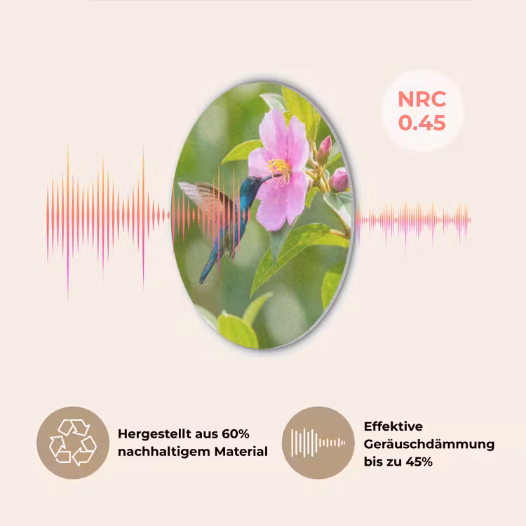 Kolibrie - Bloem - Natuur - Groen Akoestische PET Vilt - Rond klein -USP_DE