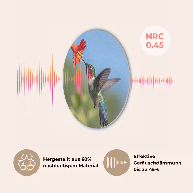 Kolibrie - Bloem - Natuur - Groen Akoestische PET Vilt - Rond klein -USP_DE