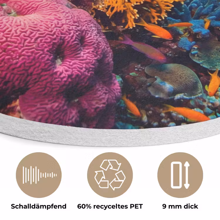 Koraal - Vissen - Oceaan - Natuur - Kleurrijk Akoestische PET Vilt - Rond klein -closeup_DE